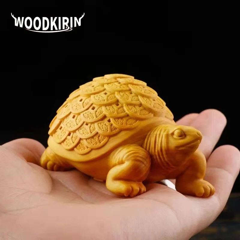 

Wooden Fortune Turtle Mascot Animal Figurine Wood Cute Home Room Office Decor Crafts Chinese Characteristic Gift Statue