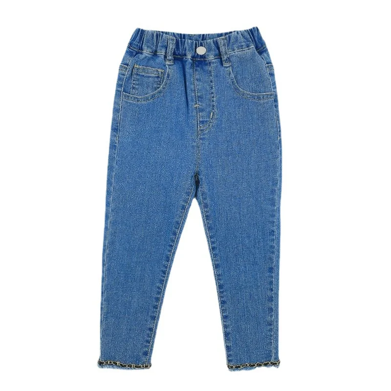 Calças jeans compridas de algodão para crianças, calças escolares ao ar livre, roupas para adolescentes, meninas, primavera, outono, 2024