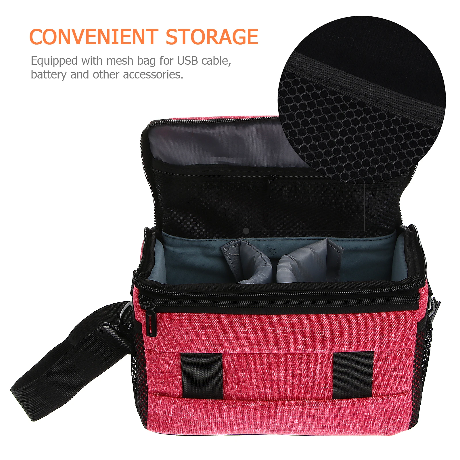 

Premium Canvas Camera Bag Pink Multifunctional Digital Camera Lens Storage Organizer Shockproof Design Multi Pocket Portable