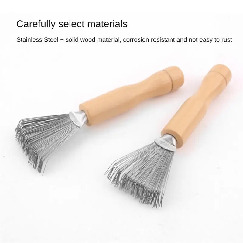 Hair Brush Cleaner Mini Dirt Remover Home Travel Salon Rake With Metal Wire Portable Comb Brush Wooden Handle Cleaning Tools