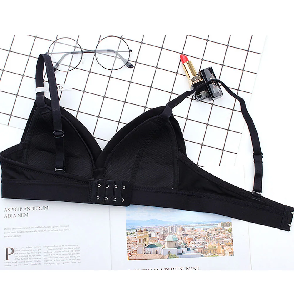 Womens Underwear Sexy Lingerie Wireless Triangle Bralette Leisure Home Deep V Push Up Bra Seamless BH Tops AA A B C Cup