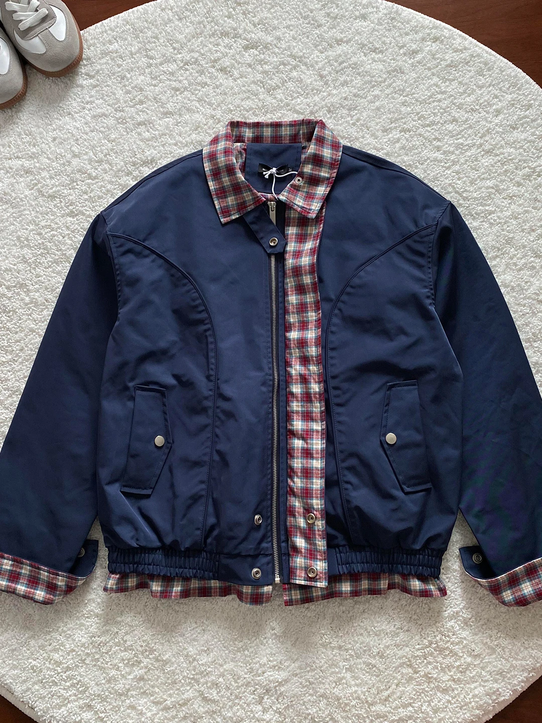 

ort Baseball Sle Patchwork Collar Men's Jaet Retro Workwear Coat Youth Casual Faion Stand Fit Autumn Outerwear