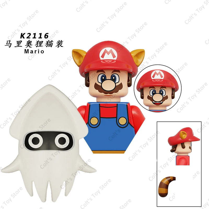 Anime Cartoon Peach Bowser Luigi Super Mario Bros Mini Action Figures Building Blocks Assemble Bricks Model Kids Toys Gifts