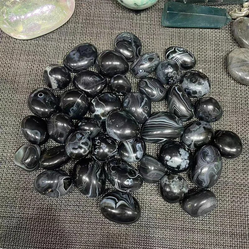 50g Feng shui natural quartz black onyx stones bulk tumbled stone for home decoration
