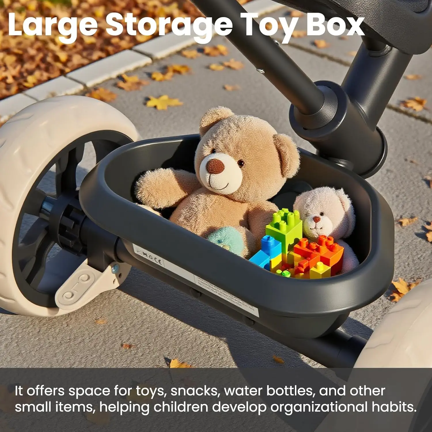 Triciclos infantis para crianças de 2 a 6 anos-2 em 1 Triciclos infantis com alças ajustáveis e removíveis, bicicleta push com brinquedo sto