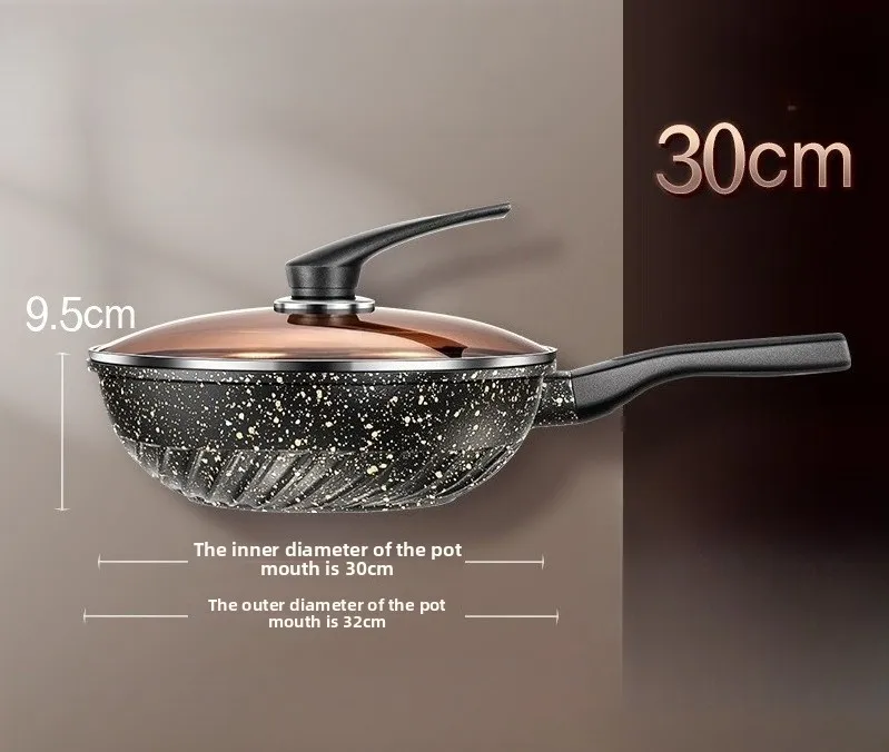 Non Stick Household Induction Cooker, Wheat Rice Stone Stir Fry Pan, Wheat Stone Cookware, Flat Bottomed Non Stick Frying Pan