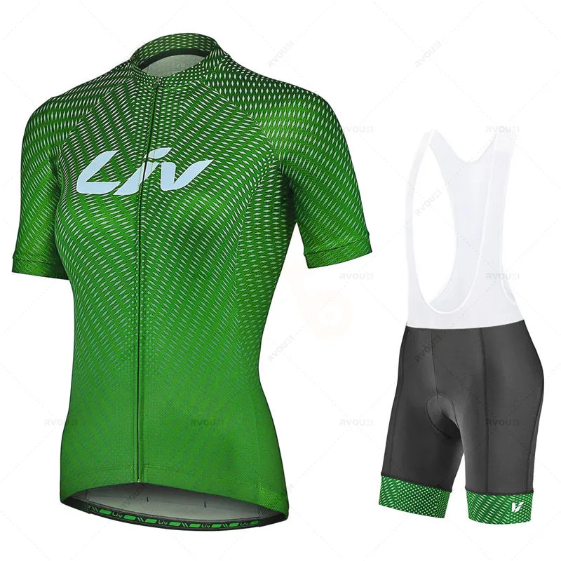 Women Summer Lycra Cycling Clothing LIV 2022 Road Bike Jersey Set BIB Gel Shorts Sport Suit Female Bicycle Clothes MTB Dress Kit