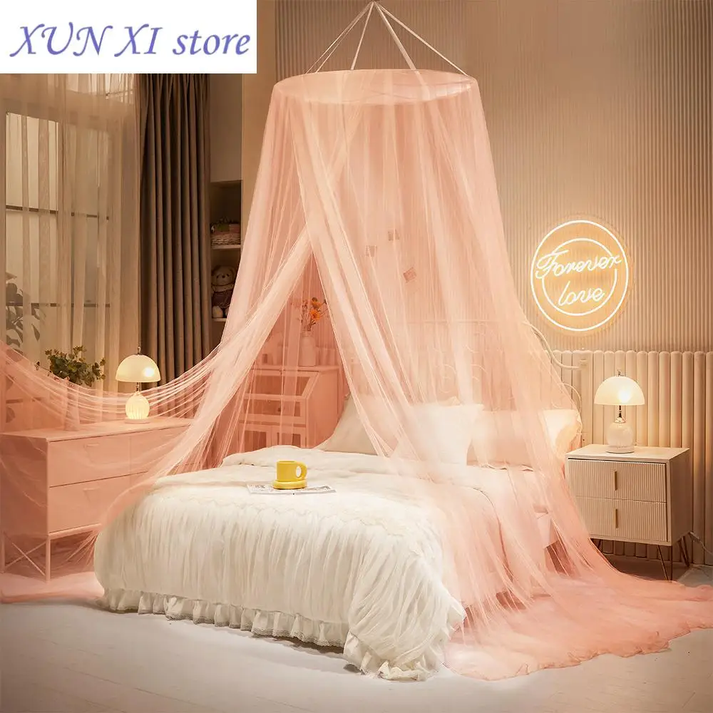 

New Domed mosquito net pink girl Canopy over the bed foldable Mosquito net door baby crib anti-mosquito