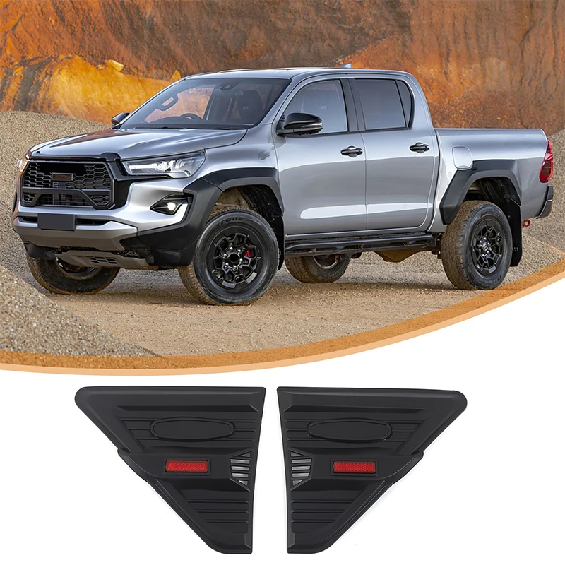 For Tooyota Hilux 2015-2024 Car Appearance Modification Accessories Car Side Leaf ABS 2-piece Set (Black - Wordless)