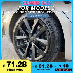 4PCS HubCap Performance Replacement for Tesla Model 3 Wheel cover 18Inch Automobile Hub cap Full Rim Cover Accessories 2018-2023