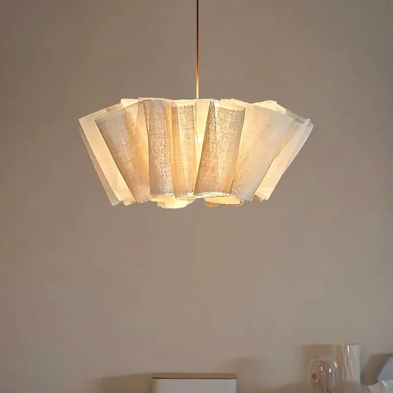 

Скандинавский тканевый подвесной светильник в стиле Wabi-Sabi, кремовый, для гостиной, спальни, ресторана, отеля, чайной комнаты, люстра в стиле Wabi-Sabi