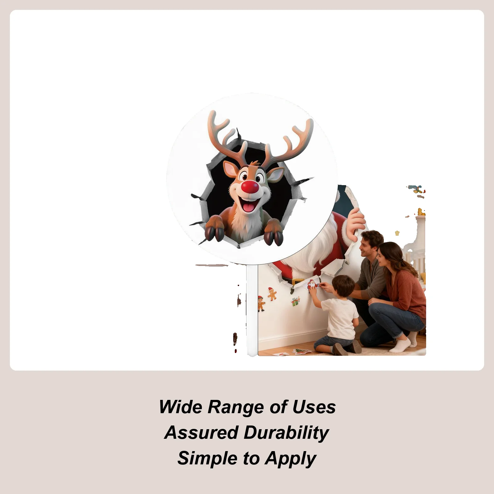 Christmas Wall Stickers Reindeer Santa Breaking Wall Snowman Christmas Sticker Decorations Toilet Seat Lid Decals For Home Party
