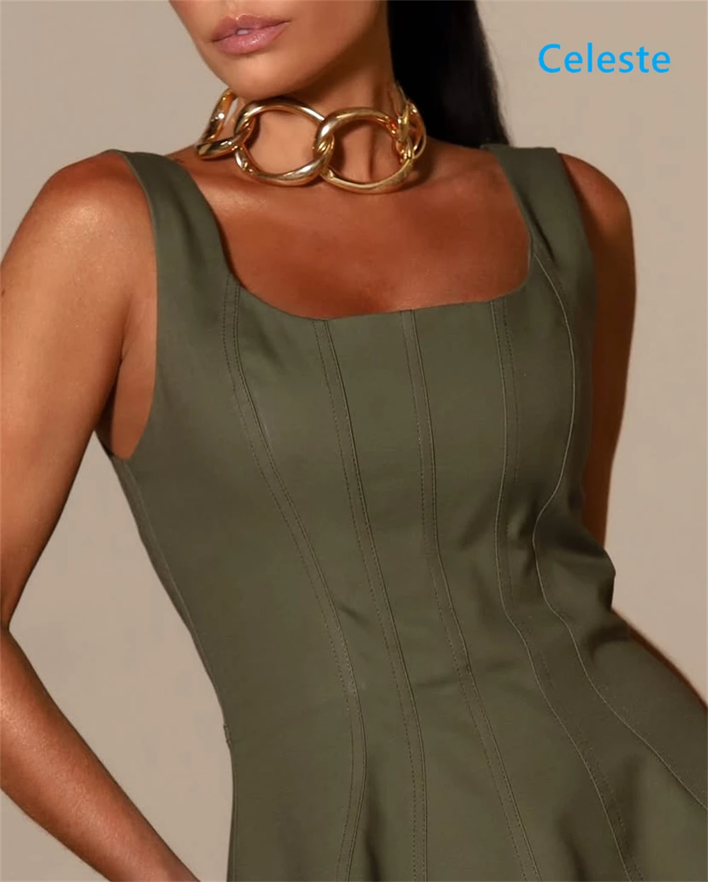 Customized Simple Green Jersey Evening Dress Classic Square Collar Sleeveless Homecoming Dresses Fashion Vestido De Festa