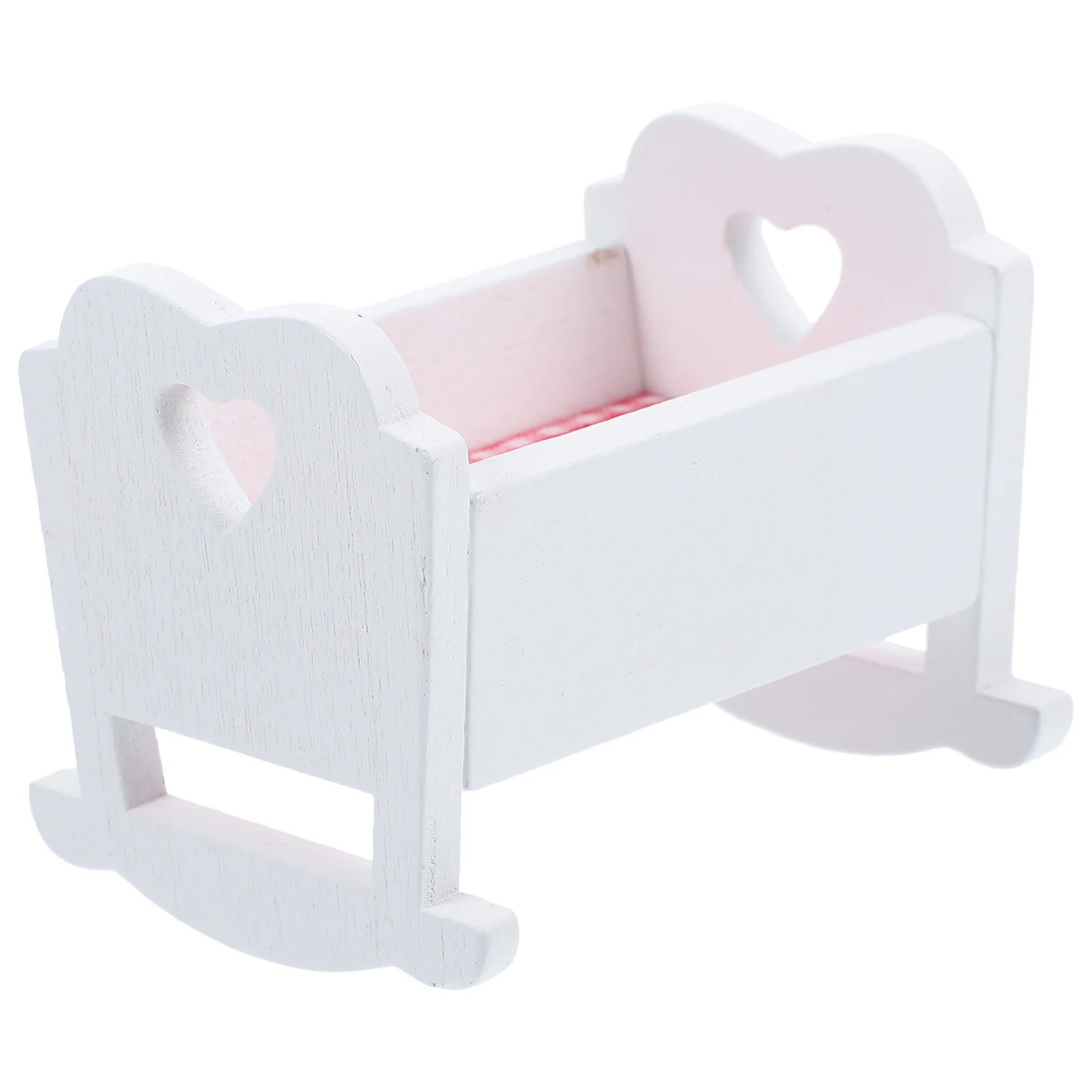 House Cradle Bed Miniature Baby Room Accessories for Dolls Crib Toy White Furniture Craft Wood Decor