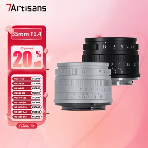 7artisans APS-C 35mm F1.4 Large Aperture Portrait Prime Lens for Camera with Sony E Nikon Z Fujifilm XF Canon RF EOS-M M43 Mount
