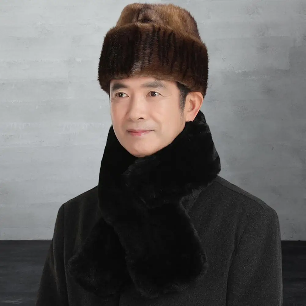 Cozy Winter Hat Winter Men's Imitation Fur Hat Thickened Plush Coldproof Windproof Outdoor Fashion Accessory Men Winter Hat