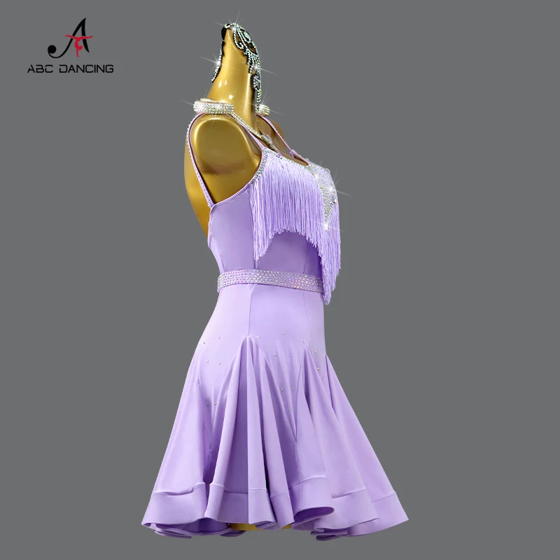 New Latin Dance Suit Ballroom Dress Woman Sport Costume Girl Evening Midi Fringe Skirt Dancewear Stage Outfit for Prom Customize