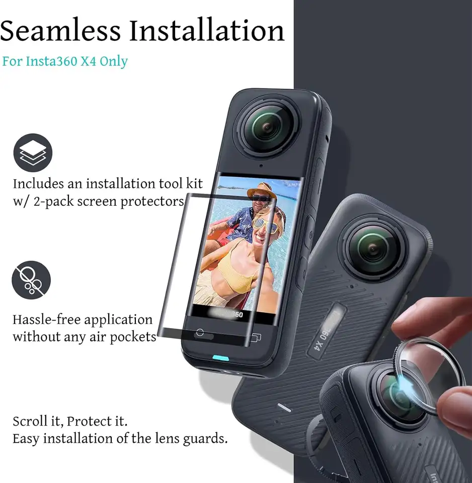 ملحقات insta360 X4 قاعدة سيليكون لسطح المكتب غطاء عدسة حقيبة تخزين جراب سيليكون إطار واقي عدسة لكاميرا insta360 X4 - 4