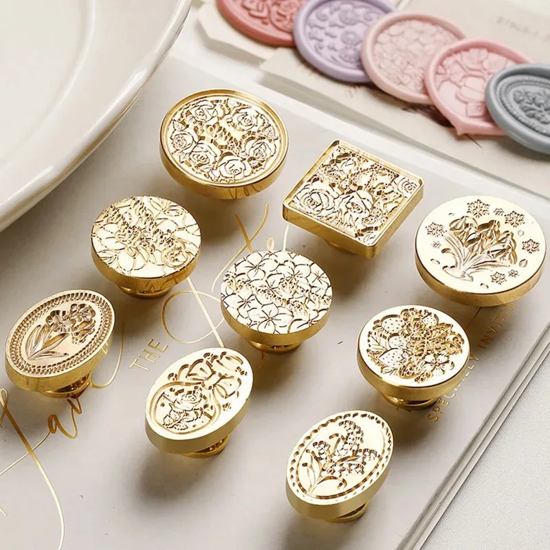 Róża wosk uszczelniający znaczki z mosiądzu rzeźbiona pieczęć główka kwiatu pieczęć woskowa stempel Scrapbooking DIY koperta zaproszenie prezenty