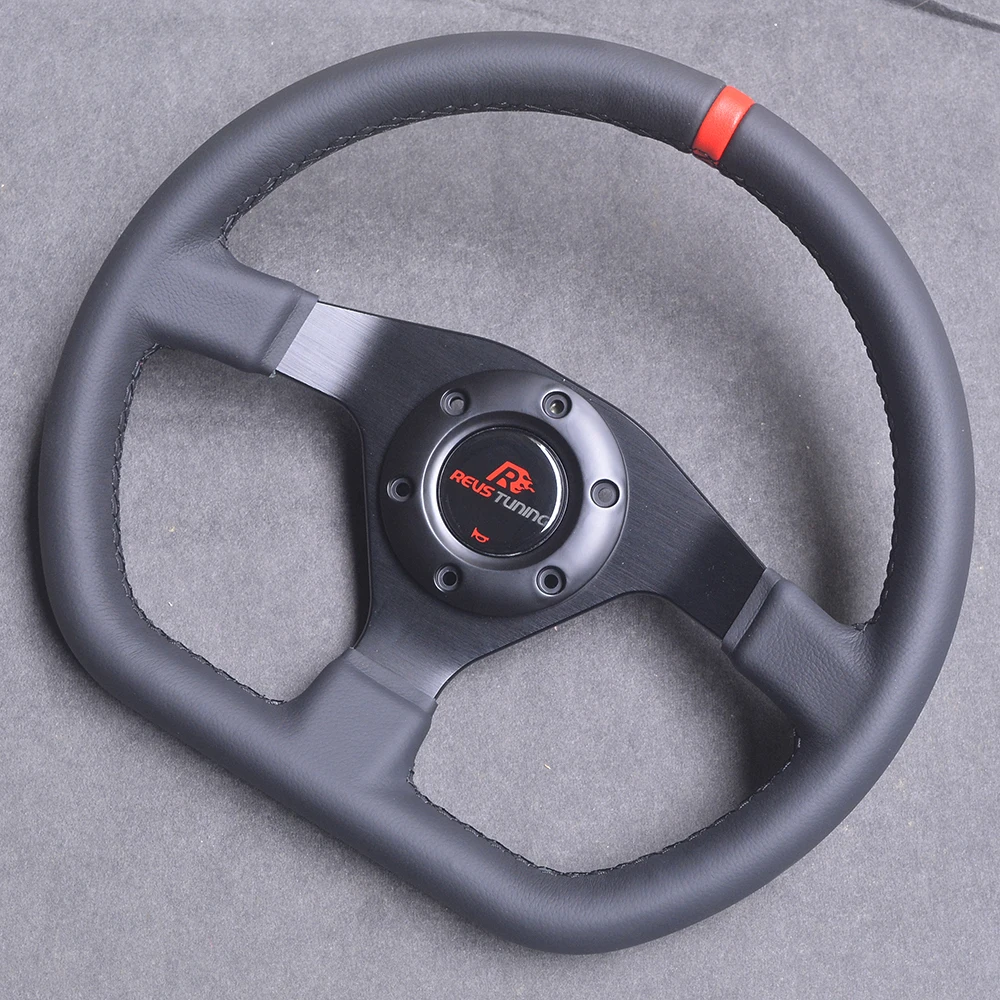 High Quality 320mm 12.6\'\' D Shaped Leather Flat Drift Racing Race PC Game Car Truck Driving Simulator Simulation Steering Wheel