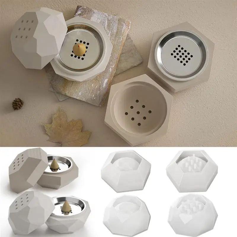 Aromatherapy Stove Silicone Mold Romantic Ceramic Retro Lamp Stove Mould DIY Cement Candle Jar Flowerpot Storage Box Home Decor