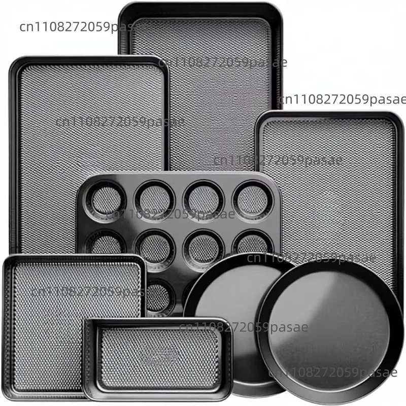 7-Piece non-stick carbon steel baking  set stackable non-toxic baking pan rack kitchen utensils cookie cake pan muffin