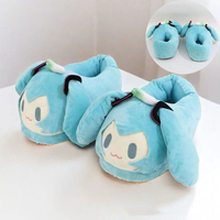 Hatsune Miku Women Winter Warm Slippers Anime Soft Sole Anti-slip Cotton Shoes Indoor Slippers Cartoon Home Bedroom Plush Shoe