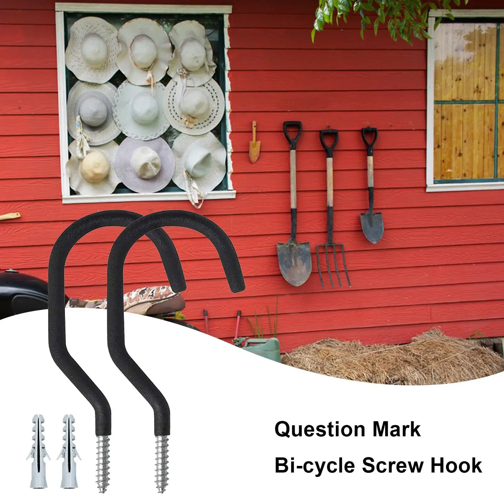 Heavy Duty Bike Hook Bike Hanger Screw Question Mark Storage Hook Wall Mount Utility Hook Large Steel Ceiling Hook for Garden