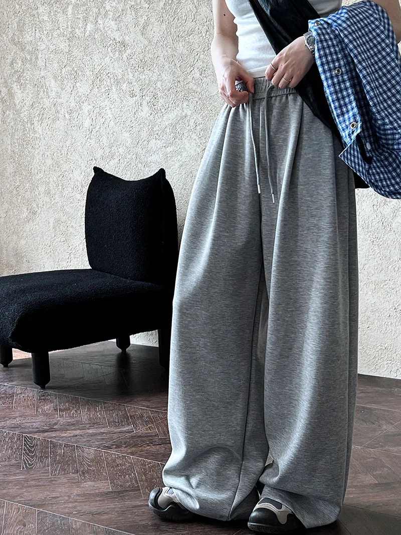 Lazy style drawstring sports casual pants for women autumn new slim floor mopping pants air layer drape sweatpants