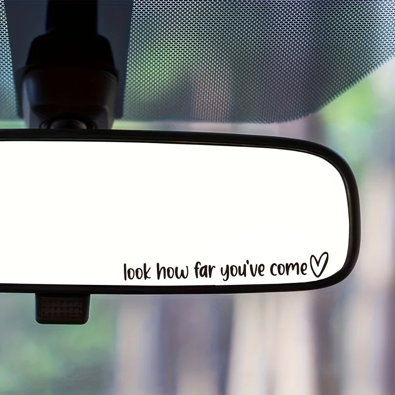 Inspirational Positive Vinyl Decal, Look How Far You've Come Sticker for Car Rearview Mirror, Gift for Her Auto Styling Decor