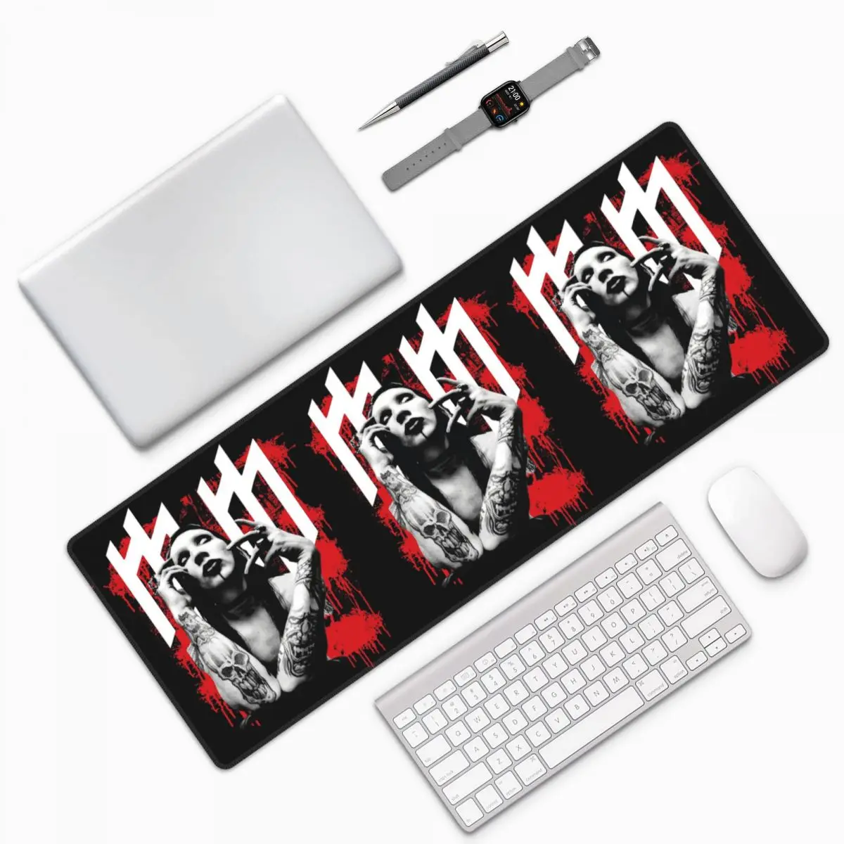 Marilyn Manson Glitch Fan Gift Music Large Mouse Pad Computer Keyboard Mouse Mat Gamer PC Laptop Desk Mat Table Mats