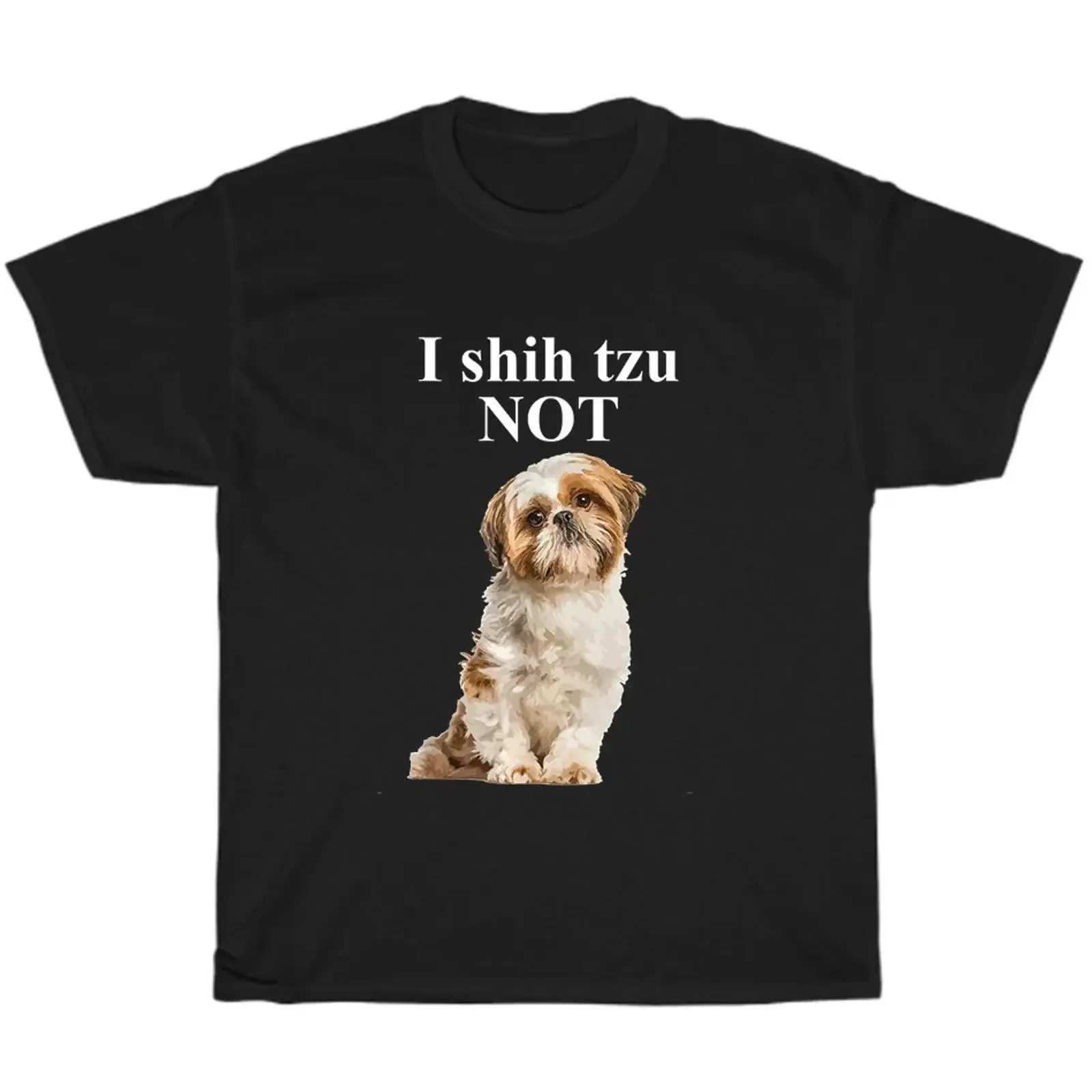 Camiseta divertida vintage con diseño de Shih Tzu (no Shitzu), para amantes de perros y animales, estilo casual y versátil para hombre, ropa de calle.
