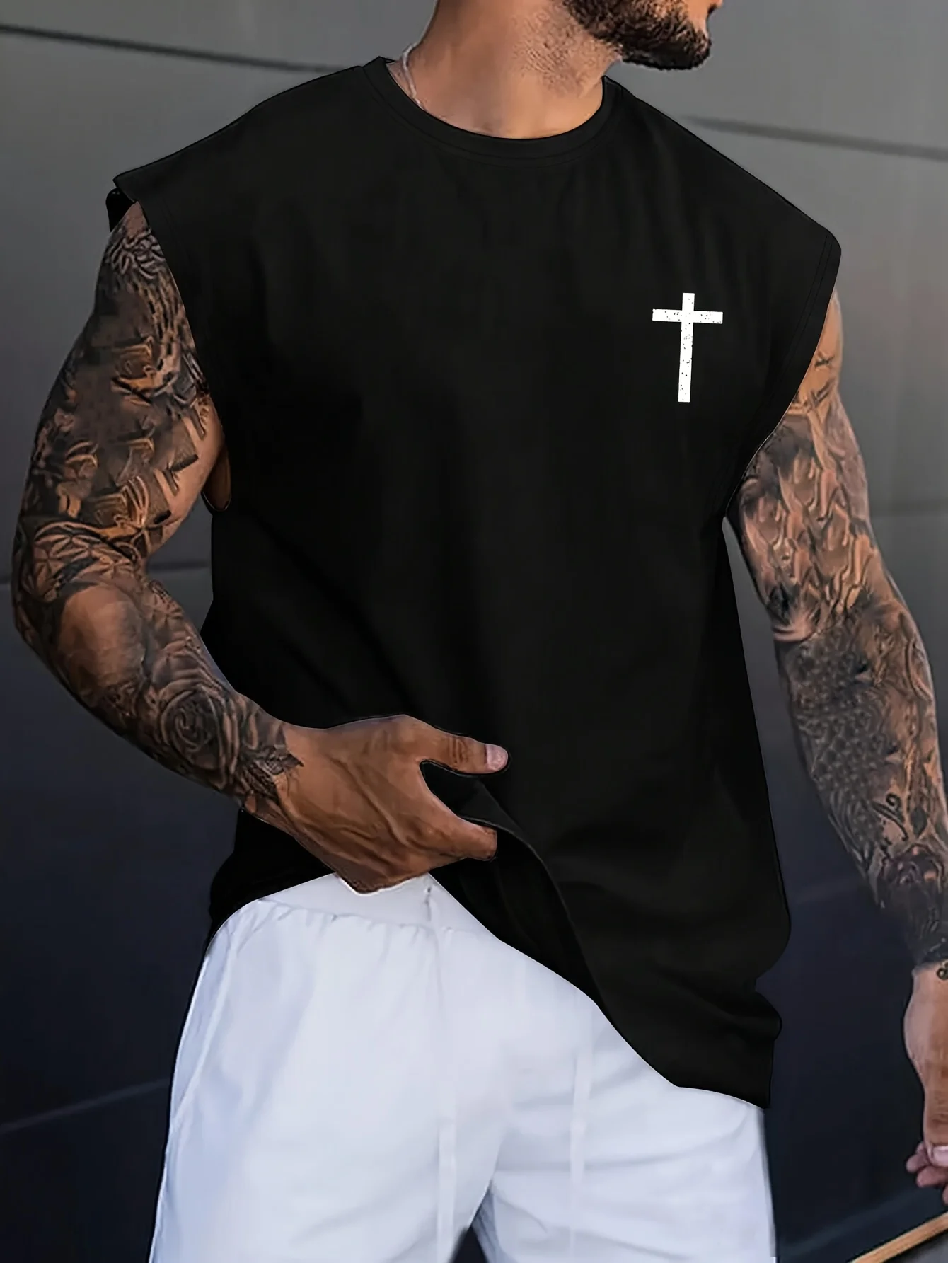 Pure Cotton Street Minimal Tank Top Men Korean Timeless Daily Outfit