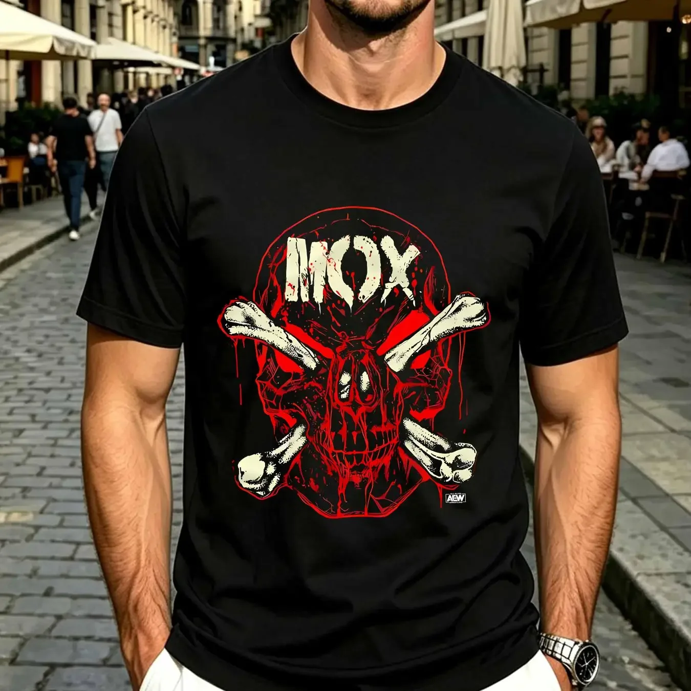 washed T Shirt Jon Moxley Crimson Mask AEW Official long or short sleeves vintage Washed homme streetwear Soft Stretched