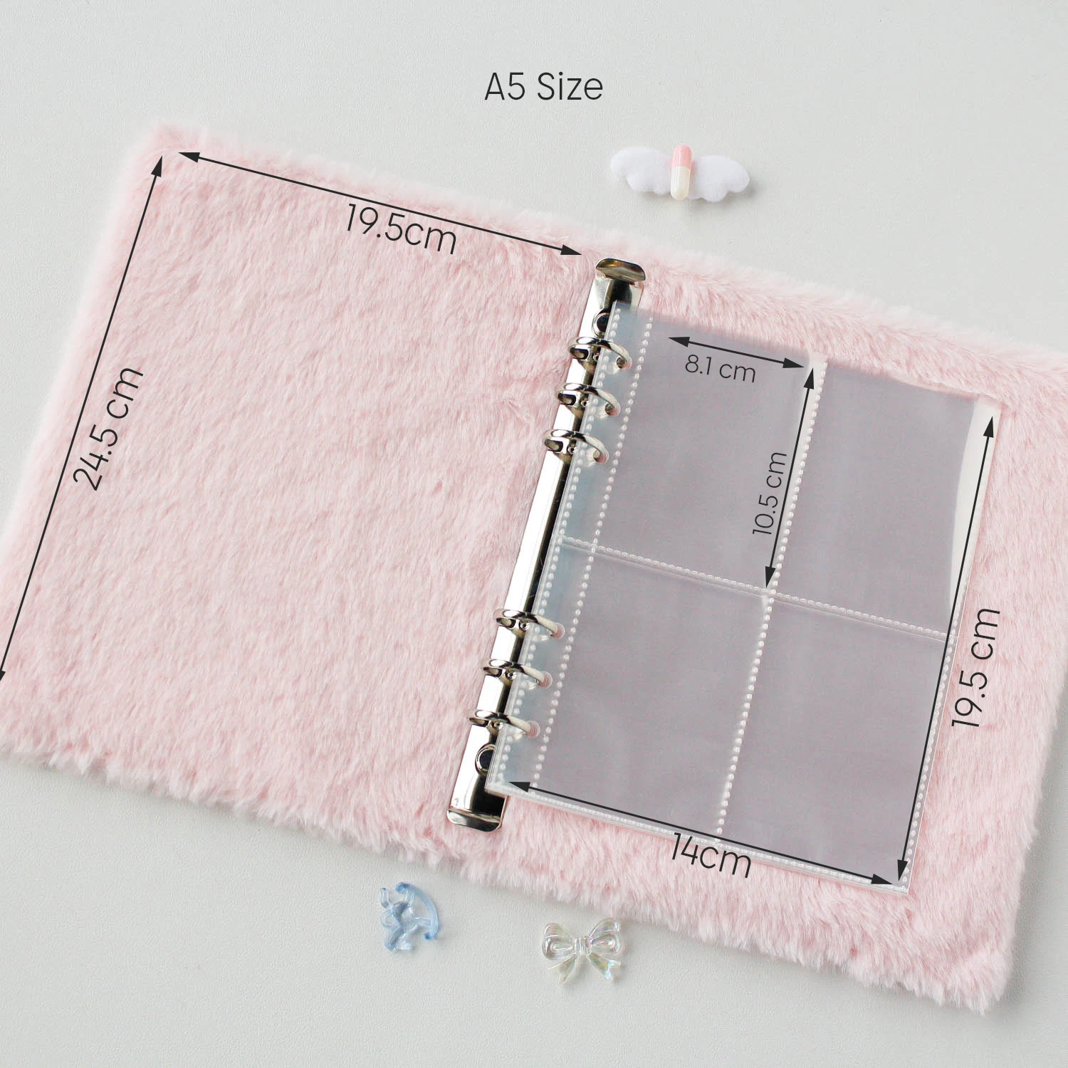 Kawaii Puppy Style A5 Binder Fluffy Pink Photocard Album 80 Pocket ID Card Collector Notebook Journal Handmade Ring Binder