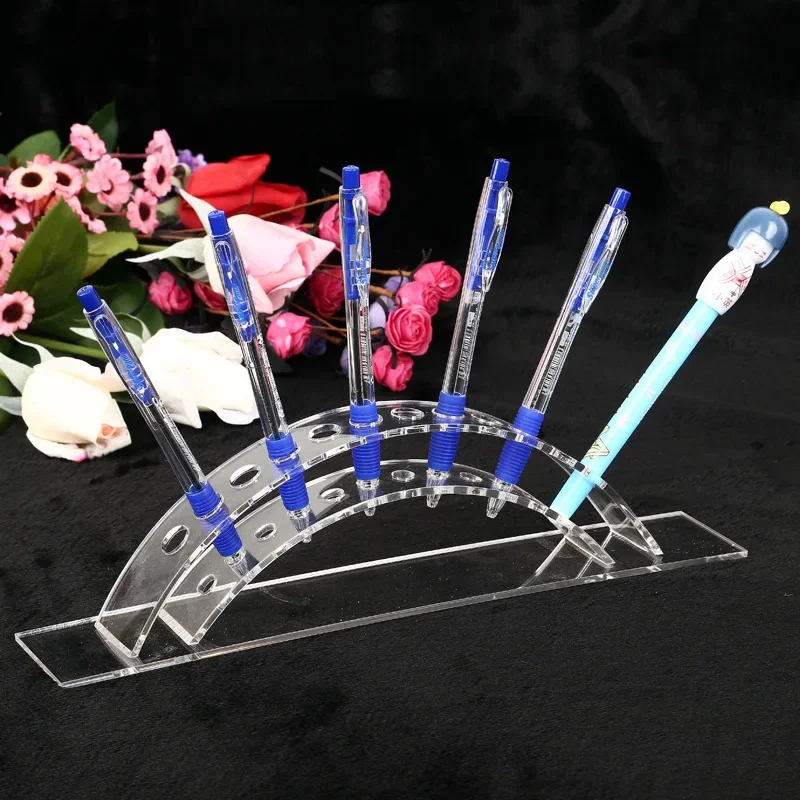 Clear Plastic Pencil Holder Acrylic Multi Hole Pen Holder Cosmetic Brush Eyeshadow Display Stand Home Table Stationery Storage