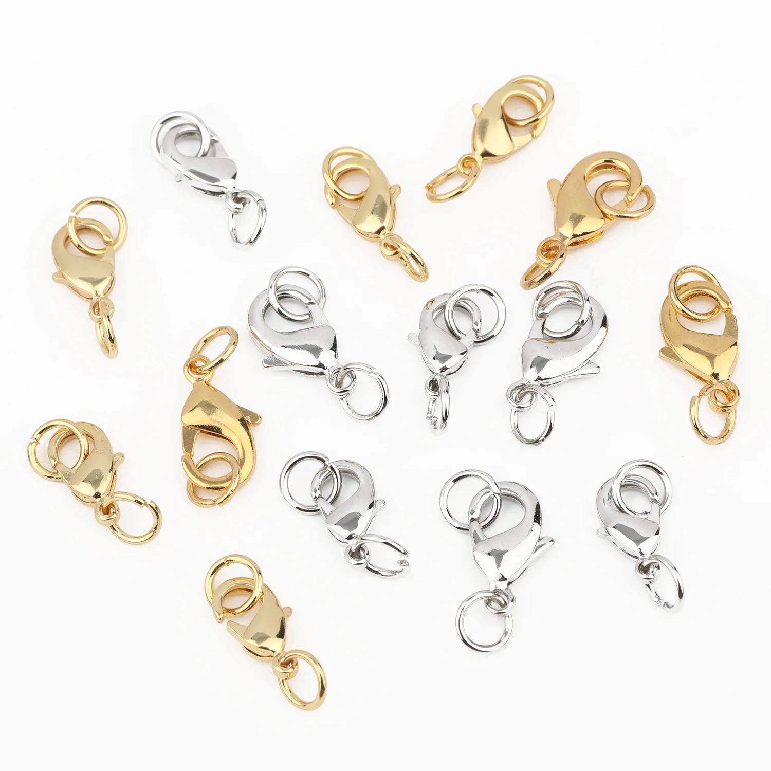 

10x5mm 12x7mm Stainless Steel Lobster Clasp With Jump Rings Jewelry Findings Connector For Bracelet Necklace