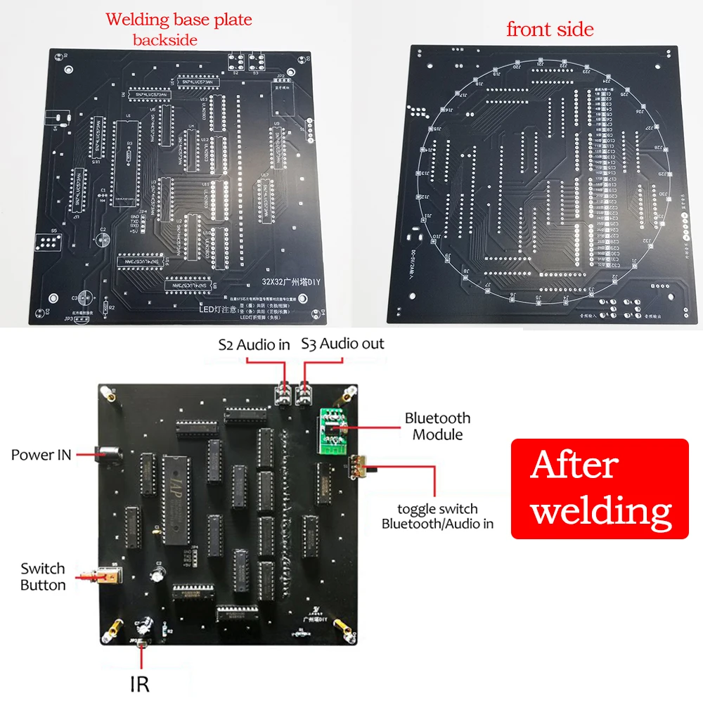 مجموعة مكعبات ضوء LED ملونة RGB بلوتوث ، برج ، طيف الموسيقى ، عن بعد ، غير مجمعة ، DIY ، 32 طبقة × 32