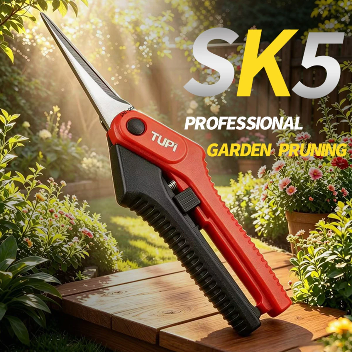 TUPI Gardening Hand Pruner Micro-Tip Pruning Snips Leaf Trimmer Straight Florist Scissor for Plants Pruning Shears
