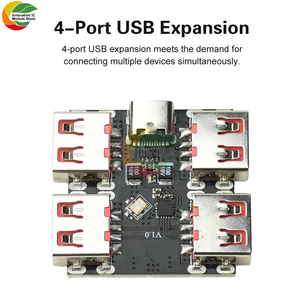 

XL334P4 4-Port Controller Expansion Module USB Hub Expansion Dock Motherboard USB 2.0 to 4-Channel Splitter Type-C Interface