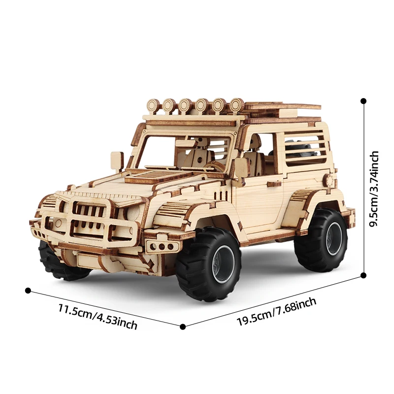 SUV 3D Auto Houten Puzzel, Schaalmodel, DIY Model Kit, Handwerk Cadeau, Woondecoratie, Mechanische Model Kit, Bouwspeelgoed