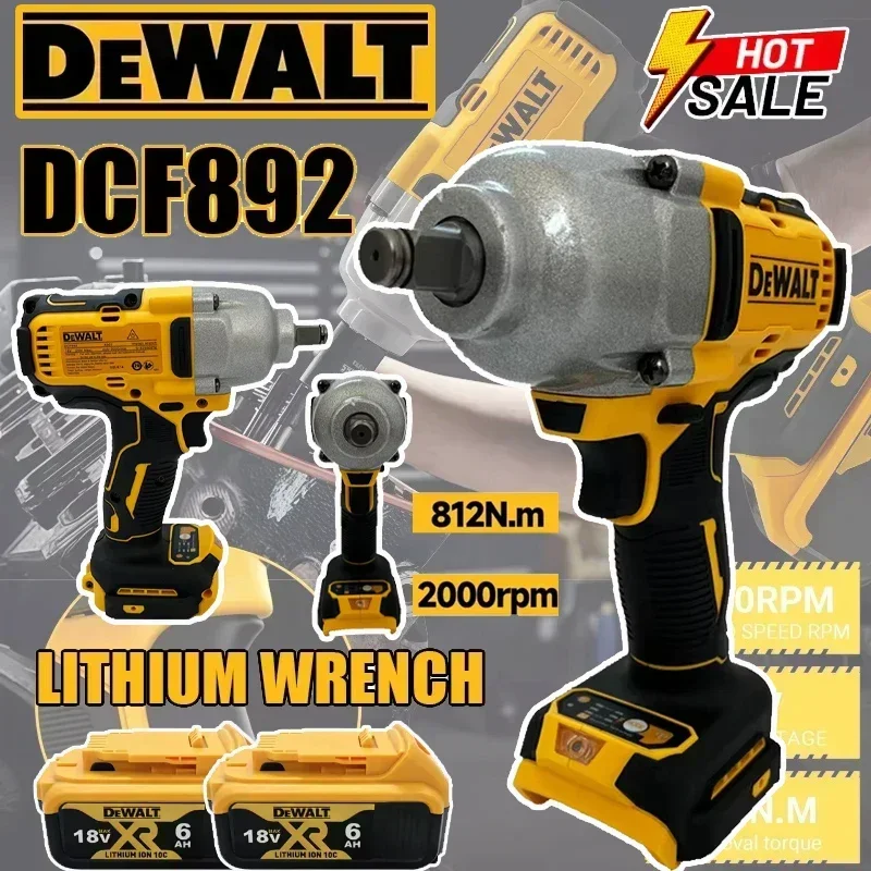 Dewalt DCF892 812N.m Brushless Electric Wrench 1/2 Inch Cordless Impact Driver High Torque Three Speed Auto Repair Power Tools
