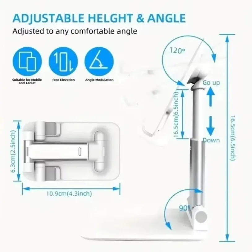 Folding Phone Holder Tablet Lazy Bracket Height Adjustable Desktop Live Streaming Stand for iPhone 12-17 Pro Max Samsung Xiaomi