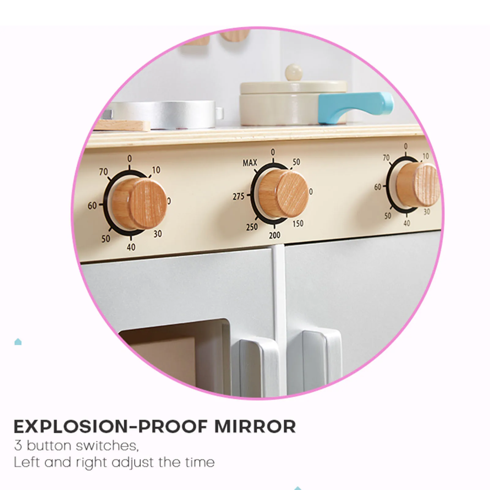 Holzspielküchenset Kinderküche Kochset Spielzeug Realistisches Kleinkindküchenspielset mit Ofen Geschirrspülbecken für Kinder