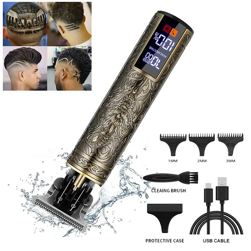 Vintage Kabelloser Haarschneider USB Schnellaufladung Tragbarer Trimmer Elektrischer Rasierer für Friseure Professionelle Haarschneidemaschine