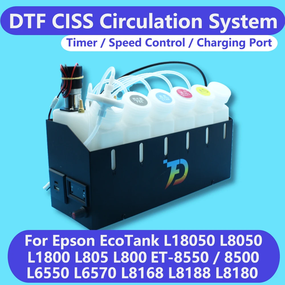 ET-8550 18100 DTF Modified White Ink Tank Shake Circulate System CISS For Epson L1800 L800 L18050 L8050 XP600 Circulation Kit