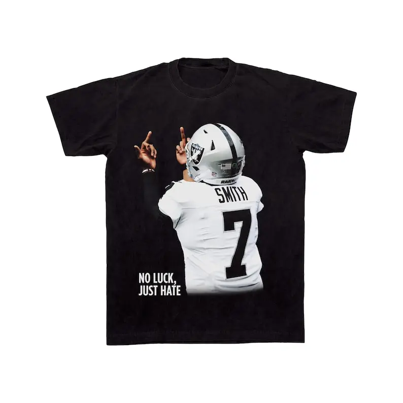 

Camiseta pirata extragrande los Raiders con la frase "No Luck Just Hate" Geno Smith, camiseta retro de fútbol americano de