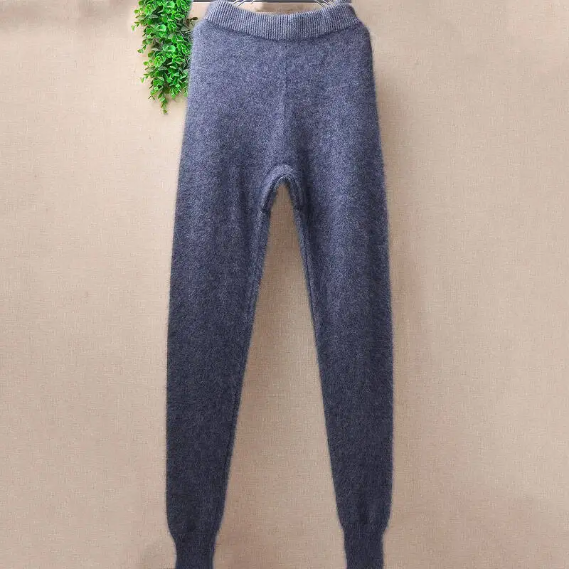 Women Female Male Fashion Hairy Soft Warm Mink Cashmere Knitted Underwear Trousers Pants For Autumn Winter Angora Fur Clothing