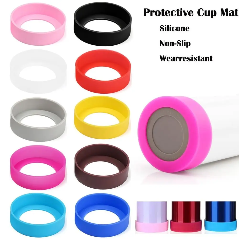 Water Drink Bottle Pad Silicone Water Cup Coasters Non-Slip Wearresistant Vacuum Cup Bottom Mat Silicone Cup Sleeve Vacuum Cup