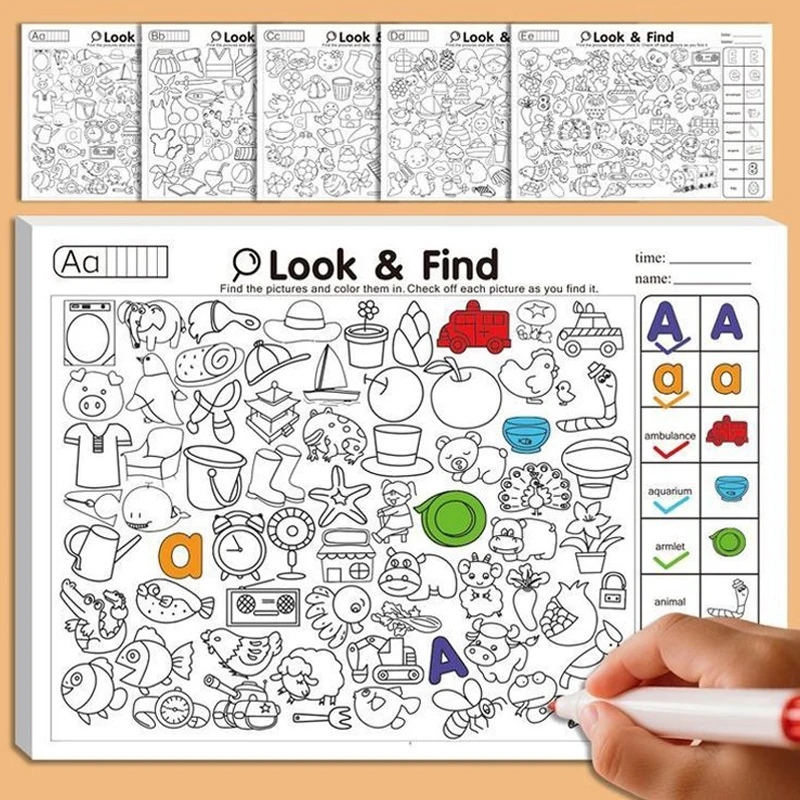 Fun Find Same Letter Coloring Book Find Items Look Find Children's Observation Training Book English Book